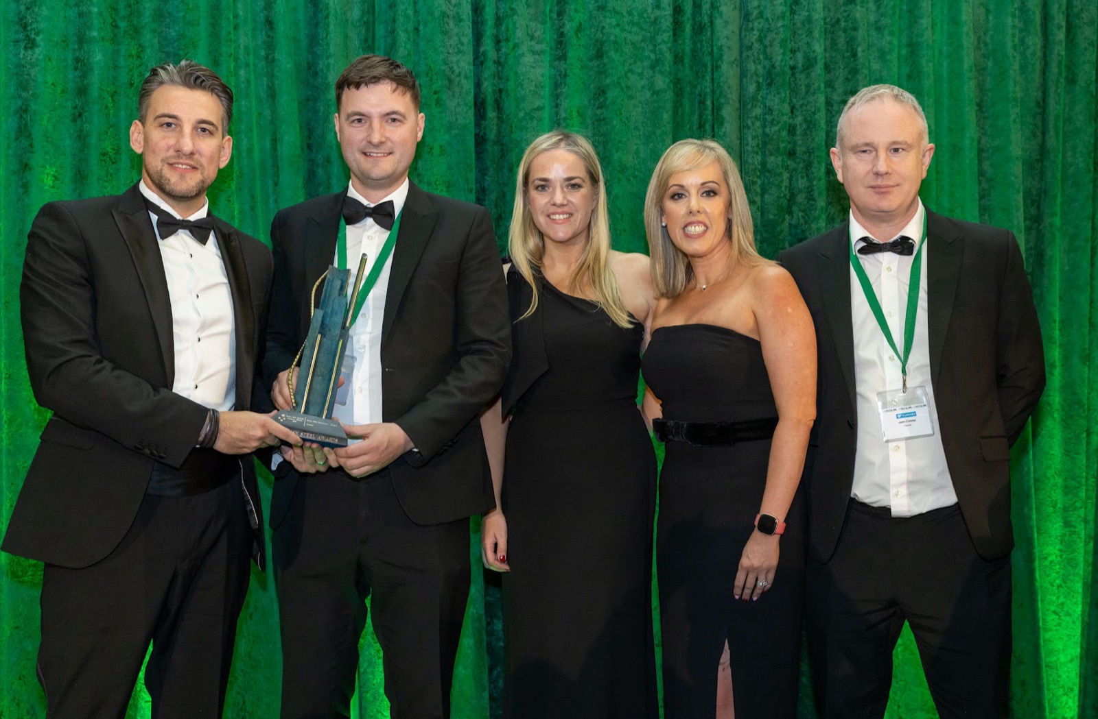 An award being presented at the 2025 Irish Steel Awards gala at the Midlands Park Hotel, Portlaoise